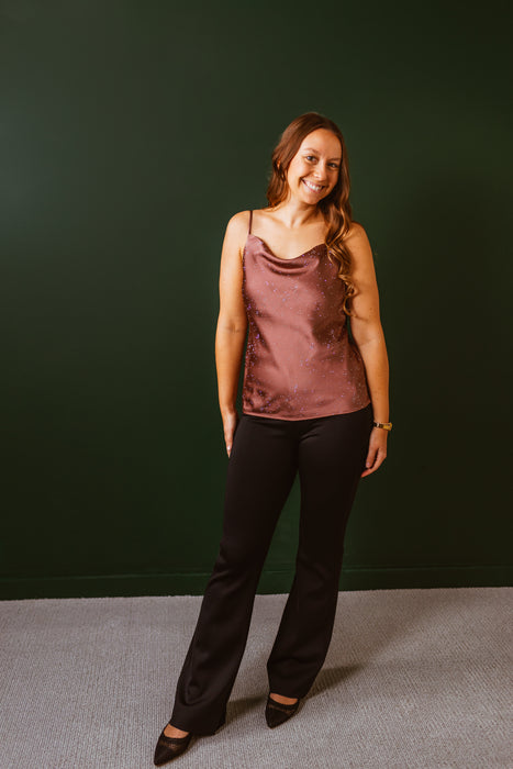 Satin Cowl Neck Cami - Mauve