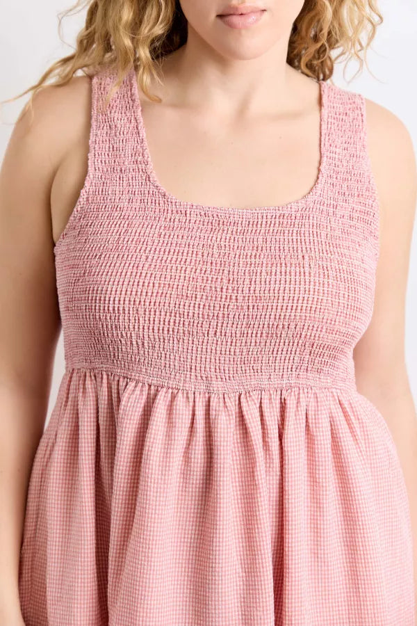 Gingham Maxi Dress - Pink