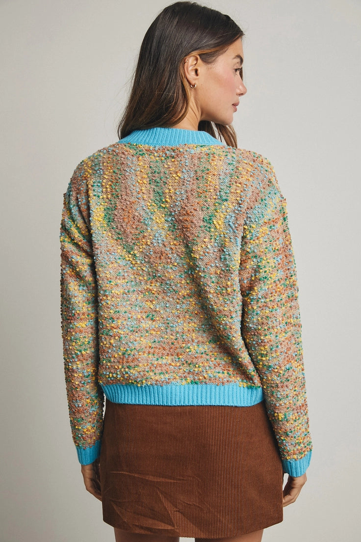 Multi-Colored Popcorn Cardigan