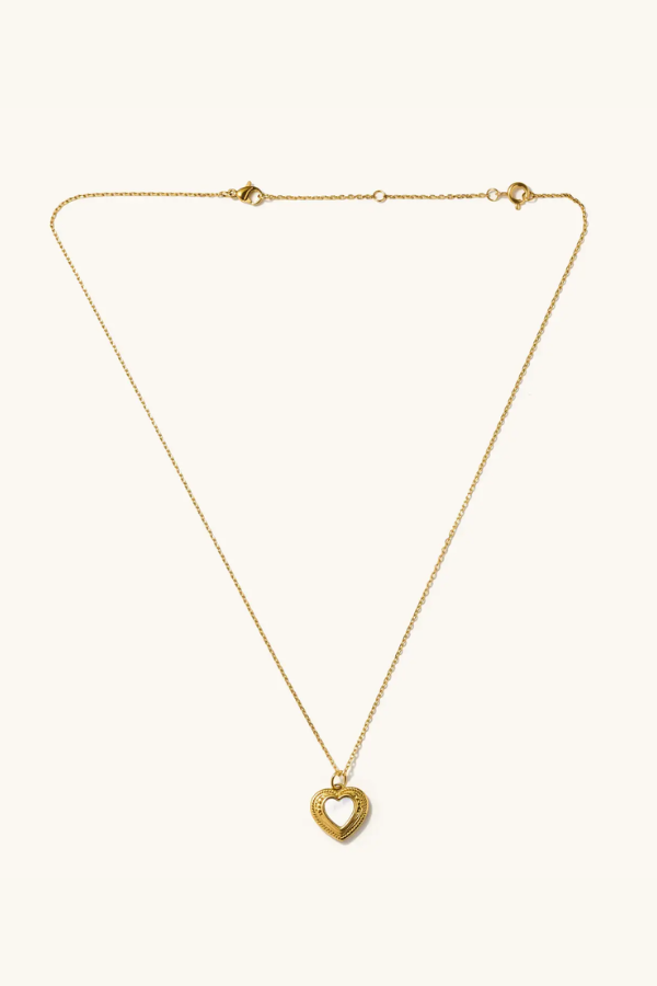 Nikki Smith Designs • Adele White Heart Adjustable Necklace Gold/Mother of Pearl