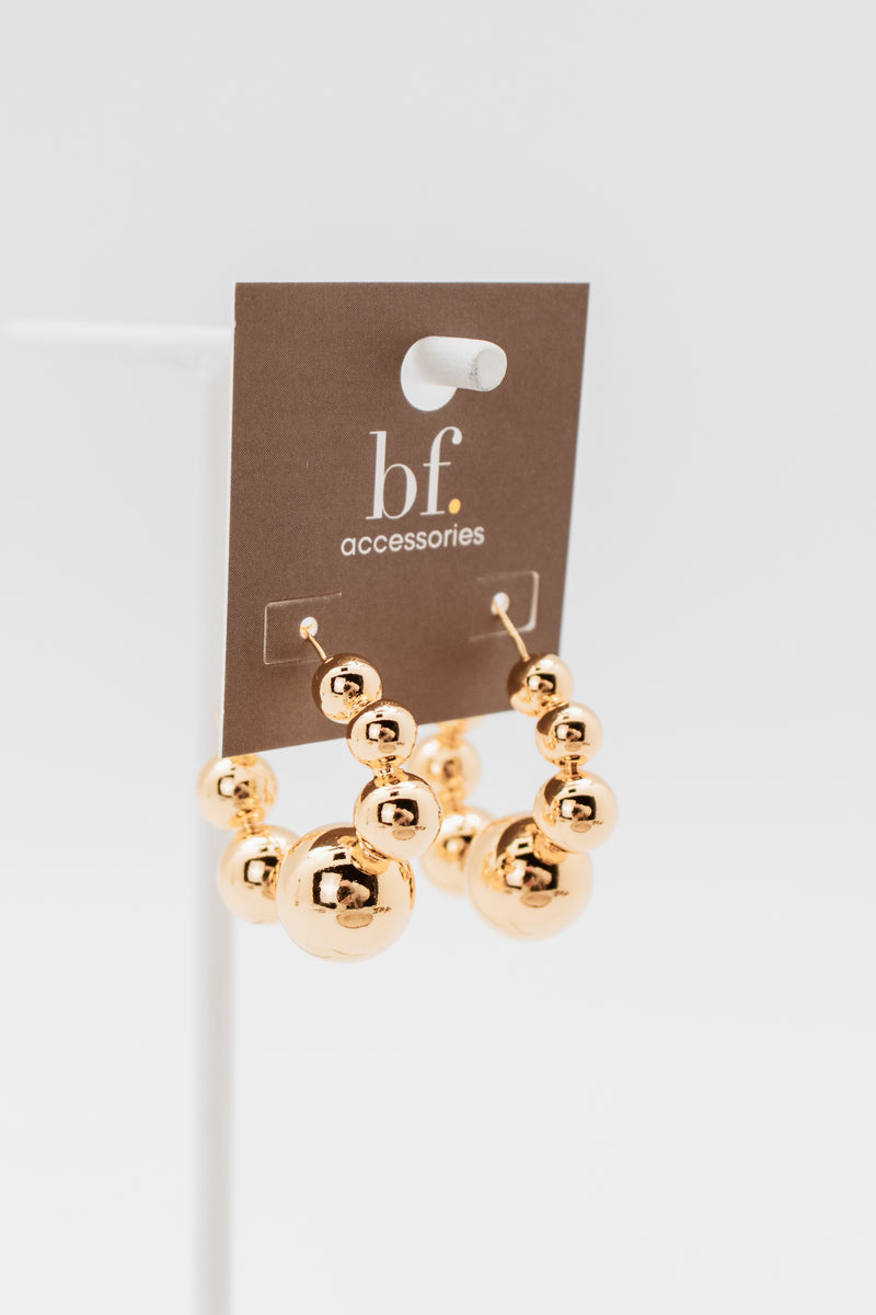 18K Gold Plated XL Graduated Gloss Balls Earrings