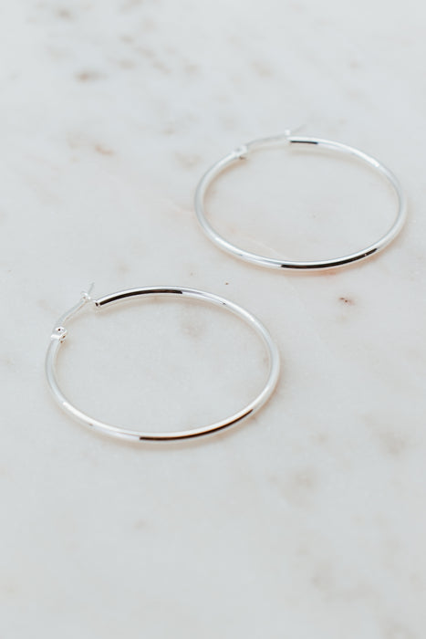 Silver 40mm Hoop Earrings