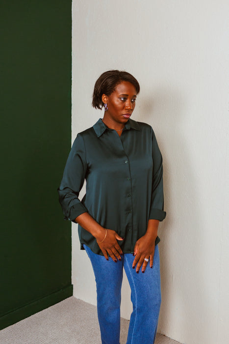 Button Down Blouse - Astro Green