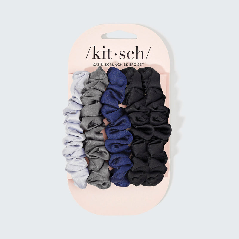 Satin Petite Scrunchies 5PC - Midnight
