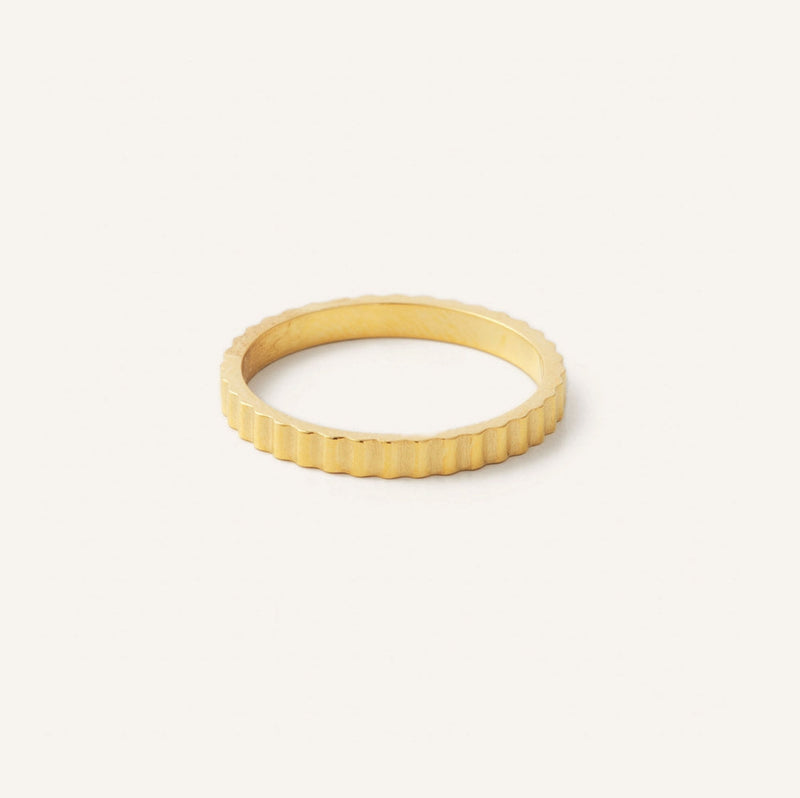 Nikki Smith Designs • Dylan Ridged Band Ring Waterproof Gold