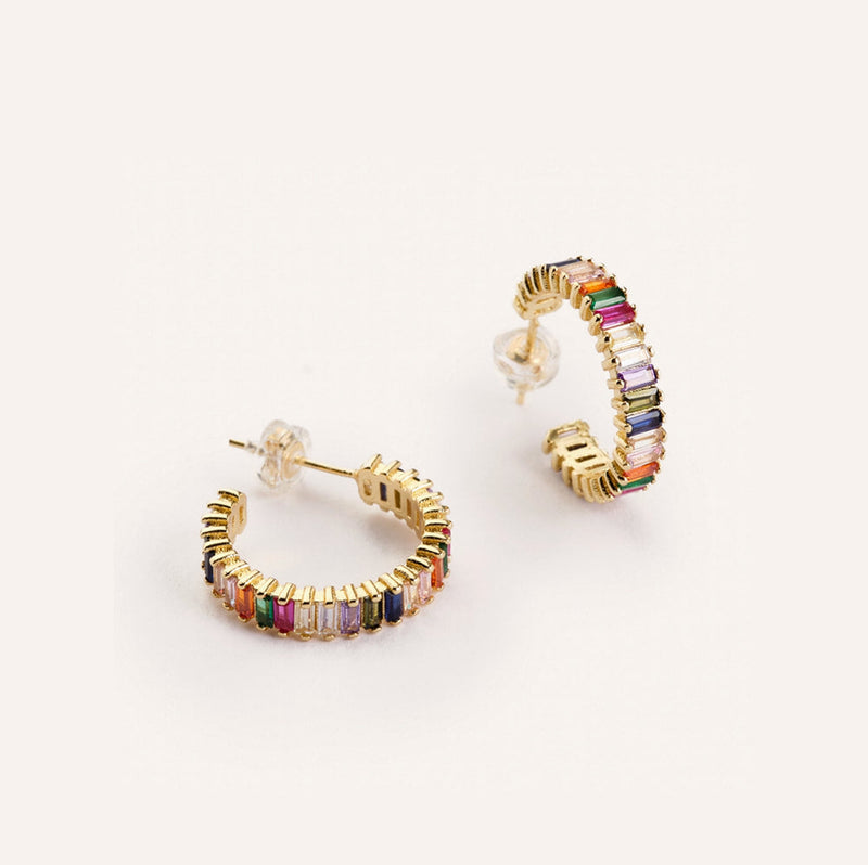 Nikki Smith Designs • Rainbow Shimmer Hoop Earrings Gold