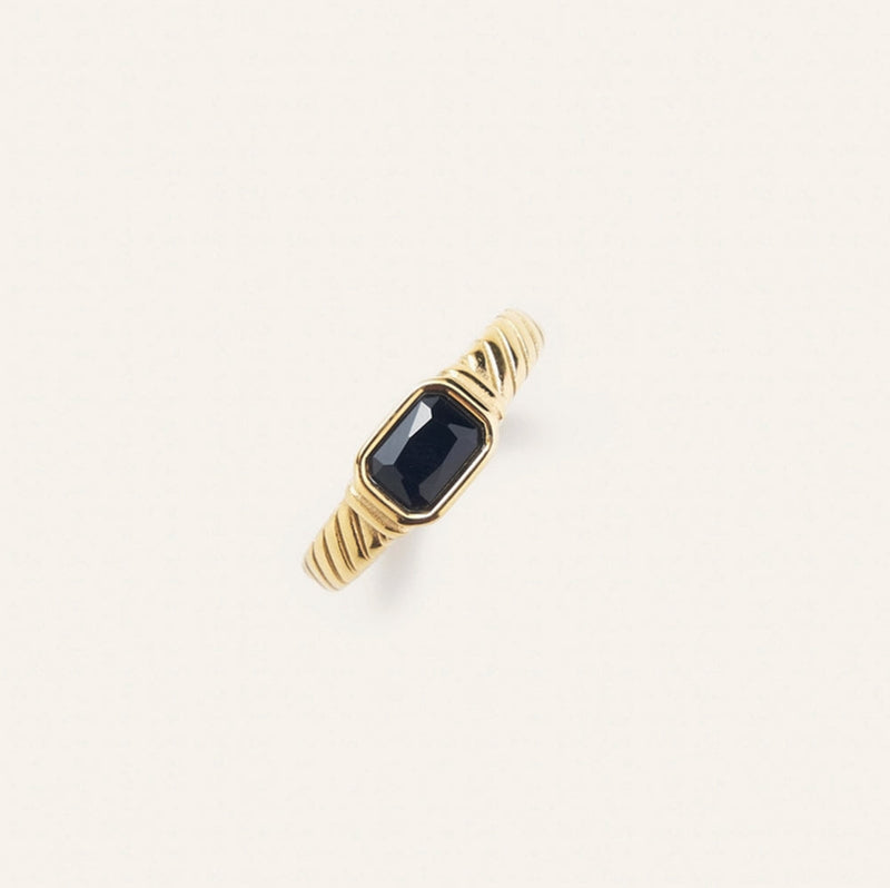 Nikki Smith Designs • Braided Black Onyx Ring Waterproof Gold