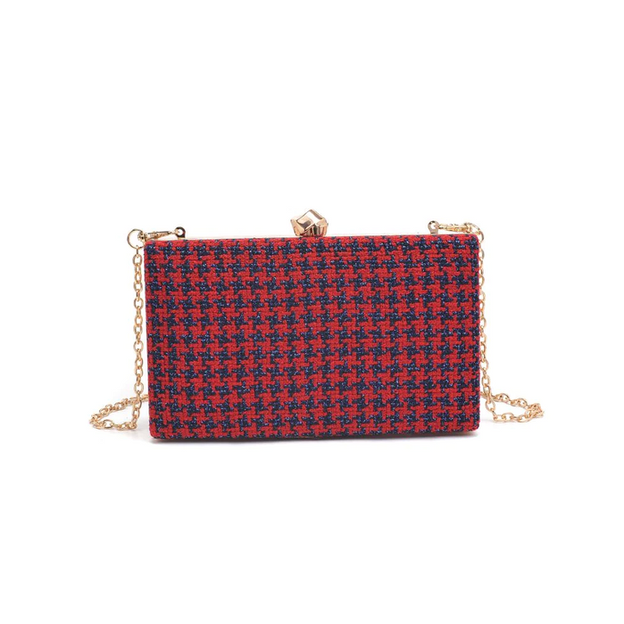 Rosa Evening Bag - Houndstooth Red