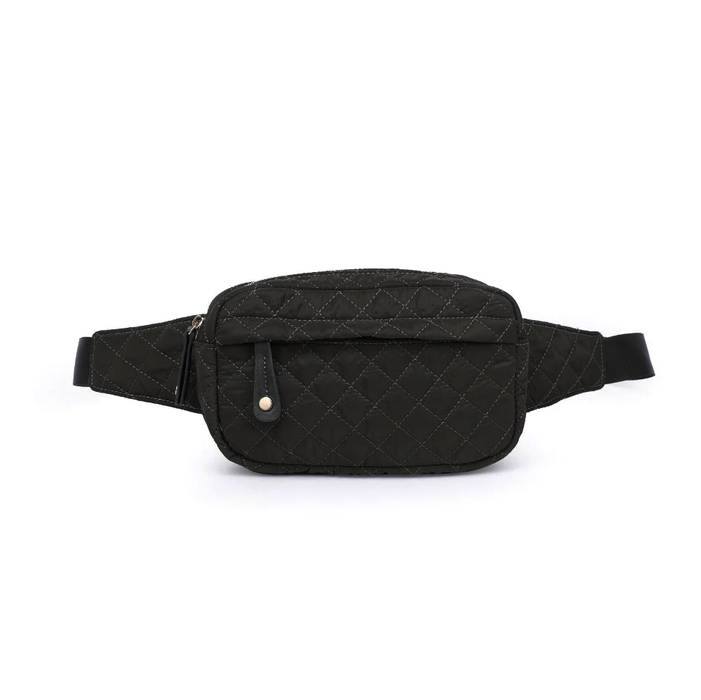 Teo Quilted Nylon Fanny Pack Belt Bag - Black