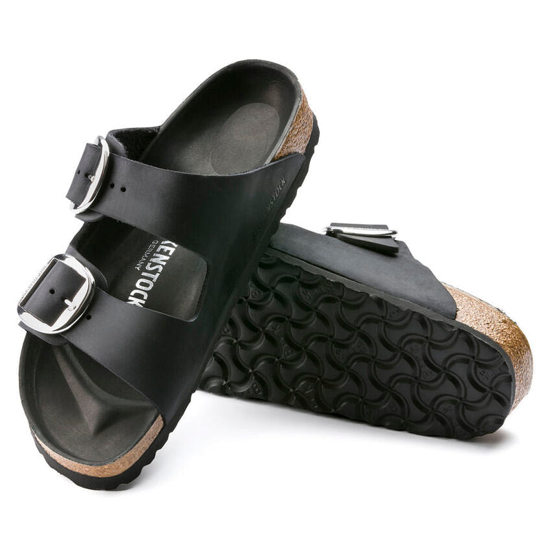 Birkenstock® • Arizona Big Buckle Silver Oiled Leather - Black
