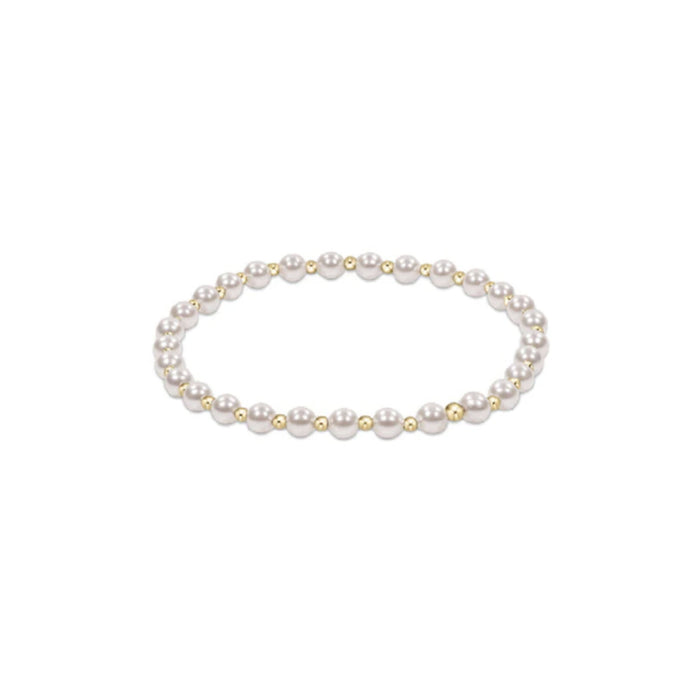 enewton • Classic Grateful Pattern 4mm Bead Bracelet Pearl/Gold