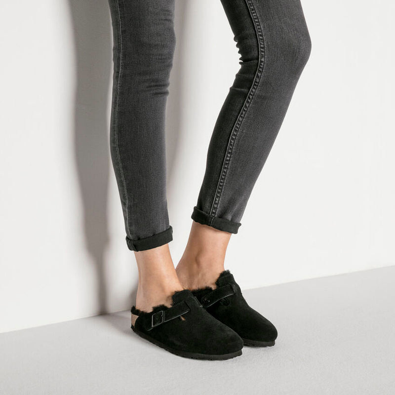 Birkenstock® • Boston Suede with Shearling - Black